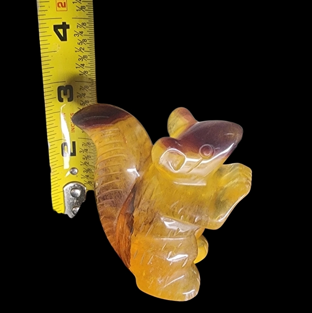 320 Gram Yellow And Purple Natural Flourite Squirrel Carving - Picture 4 of 4